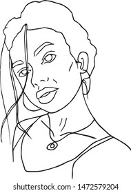 Continuous line, drawing of  faces and hairstyle, fashion concept, woman beauty minimalist, vector illustration for t-shirt, slogan design print graphics style