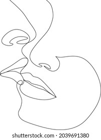Línea continua, dibujo de caras y peinado, concepto de moda, mujer belleza minimalista, vector