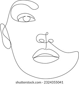 Continuous line drawing of faces and hairstyles set, fashion concept, woman beauty minimalist, vecto