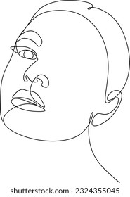 Kontinuierliche Linienzeichnung von Gesichtern und Frisuren Set, Mode-Konzept, Frau Schönheitsminimalistin, Vecto