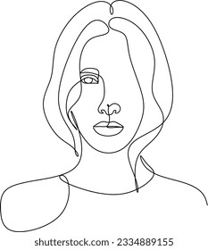 Continuous line drawing of faces and hairstyles , fashion concept, woman beauty minimalist, vector