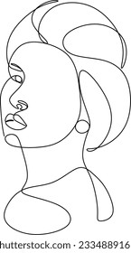 Continuous line drawing of faces and hairstyles , fashion concept, woman beauty minimalist, vector