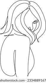 kontinuierliche Linienzeichnung von Gesichtern und Frisuren , Modekonzept, weibliche Schönheitsminimalistin, Vektorgrafik