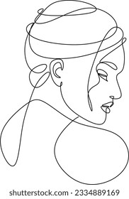 Continuous line drawing of faces and hairstyles , fashion concept, woman beauty minimalist, vector