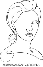 Dibujo continuo de caras y peinados , concepto de moda, mujer belleza minimalista, vector