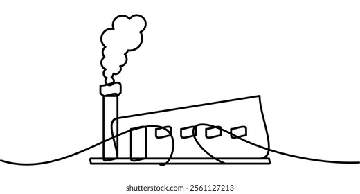 continuous line drawing of factory symbol. abstract line art illustration