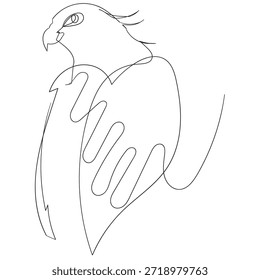 durchgehende Linie Zeichnung Falken Vogel Vektor.