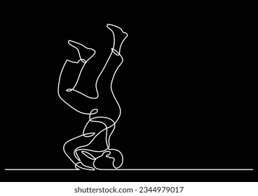 continuous line drawing of fallen man on the floor