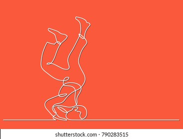 continuous line drawing of fallen man on the floor