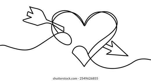 Continuous line drawing of falling in love symbol. abstract line art illustration. perfect for Valentine's graphic assets.
