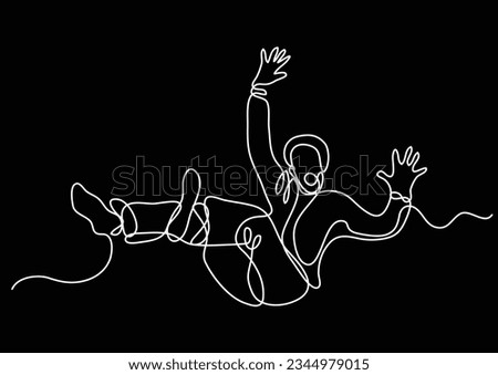 continuous line drawing of falling man