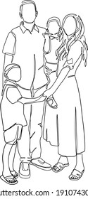 Continuous line drawing of family. Template for your design works. Vector illustration. Wall art, Wall Decor, Dad an baby illustration, mom and baby line art, walking together