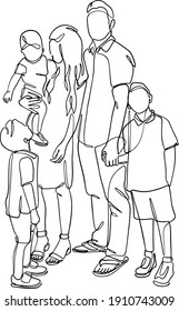 Continuous line drawing of family. Template for your design works. Vector illustration. Wall art, Wall Decor, Dad an baby illustration, mom and baby line art, walking together