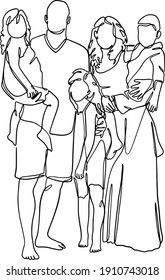 Continuous line drawing of family. Template for your design works. Vector illustration. Wall art, Wall Decor, Dad an baby illustration, mom and baby line art, walking together