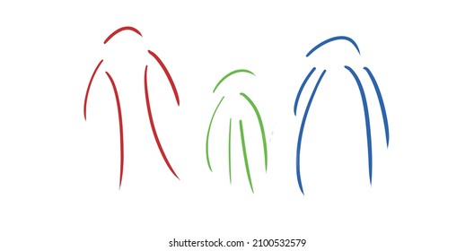 continuous line drawing of family vector