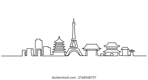 Continuous line drawing famous