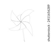Continuous Line Drawing Fan Paper Toy. Summer Concept. Illustration Icon Vector