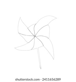 Continuous Line Drawing Fan Paper Toy. Summer Concept. Illustration Icon Vector svg