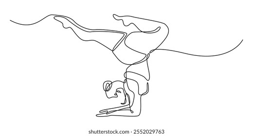 desenho de linha contínua da mulher gorda yoga.one desenho de linha da mulher gorda fazendo exercícios de ioga.simples única linha vetor ilustration.white isolado fundo