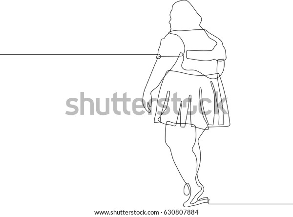 Continuous Line Drawing Fat Woman Stock Vector Royalty Free 630807884