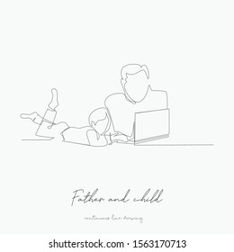 continuous line drawing. father and child. simple vector illustration. father and child concept hand drawing sketch line.