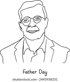dibujo de línea continua de padre , tarjeta de concepto padre día de Ilustración vectorial.
