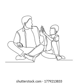 Continuous Line Drawing Father Dad Give Stock Vector (Royalty Free ...