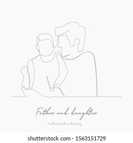 continuous line drawing. father and daughter. simple vector illustration. father and daughter concept hand drawing sketch line.