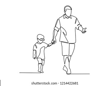 Continuous Line Drawing Of Father Holding Baby Family