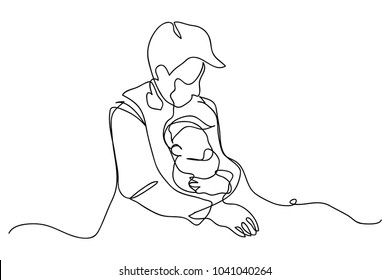 Continuous Line Drawing Father Son Lovely Stock Vector (Royalty Free ...