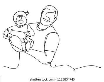 Continuous line drawing of a father and son lovely family concept Father's Day card.