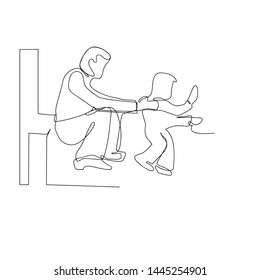 continuous line drawing of father and son baby. isolated sketch drawing of father and son baby line concept. outline thin stroke vector illustration