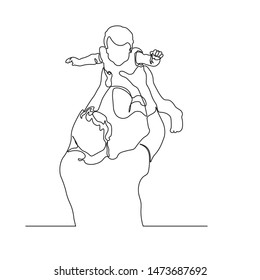 Continuous line drawing of a father and son lovely family concept Father's Day card.