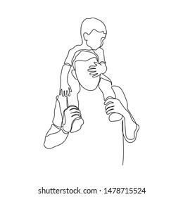 Continuous line drawing of a father and son lovely family concept Father's Day card.