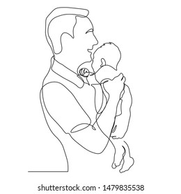 Continuous line drawing of a father and son lovely family concept Father's Day card.