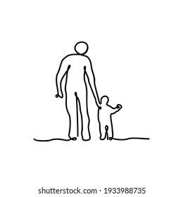 Continuous line drawing of father and son