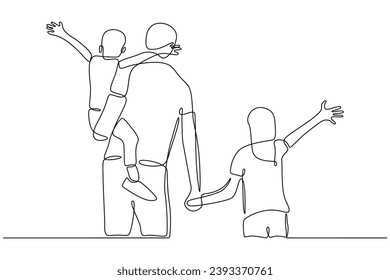 Continuous line drawing of father and son