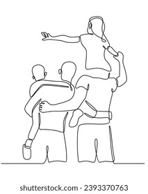 Continuous line drawing of father and son