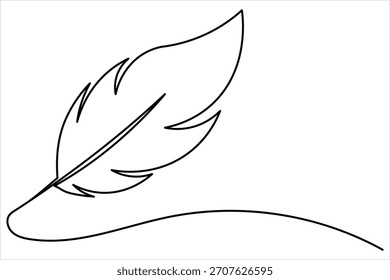 Continuous line drawing of a feather and flowing ink stroke illustration