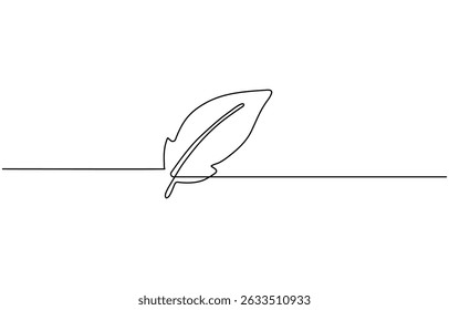 Continuous Line Drawing of Feather Icon, Journalist concept line icon with shadow. The vector illustration is outline style, pixel perfect, suitable for web and print.
