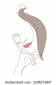 Dibujo de línea continua de cara y peinados femeninos, concepto de moda, belleza femenina minimalista, ilustración vectorial para camiseta, diseño de slogan, estilo de impresión, gráfico