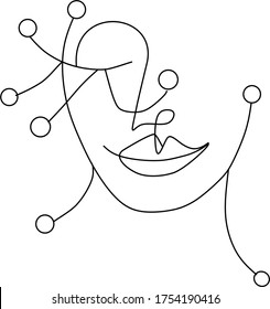 Continuous line, drawing female faces in free style, minimalist beauty woman, fashion concept, abstract sexy faces, for wall pictures, t-shirt, folders, modern design, vector illustration.