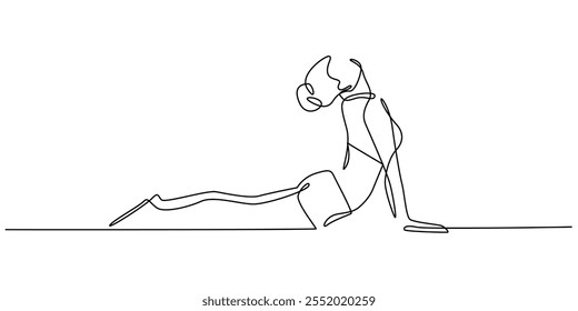 continuous line drawing of female Kegel exercises.one line drawing of woman doing kegel exercises.simple single line vector illustration.isolated white background