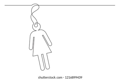 continuous line drawing of female person sign label