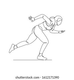 continuous line drawing of female running atlhete. Vector illustration