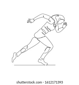 continuous line drawing of female running atlhete. Vector illustration