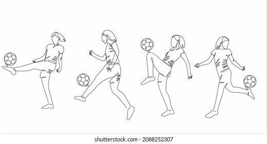 
Continuous Line Drawing Of Female Soccer Player.