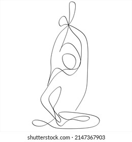 Dibujo de línea continua concepto de fitness de yoga hembra ilustración del vector de salud Día internacional del yoga