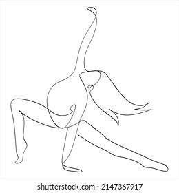 Dibujo de línea continua concepto de fitness de yoga hembra ilustración del vector de salud Día internacional del yoga