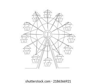Continuous line drawing Ferris wheel 